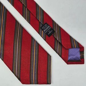 JZ RICHARDS GALLERY COLLECTION SILK TIE RED GOLD BROWN TEXTURED HEAVY 3.5" X 59"